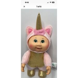 Cabbage Patch Kids‎ Cuties Doll 9 Inch Pink Unicorn Gold Shimmer CPW0841 Plush